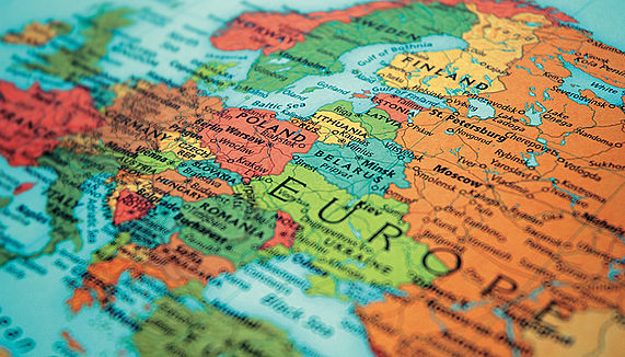 Das Foto zeigt eine Landkarte Europas.