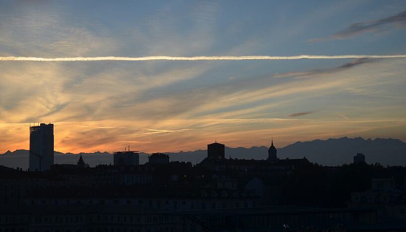 Sonnenuntergang über Turin in Italien