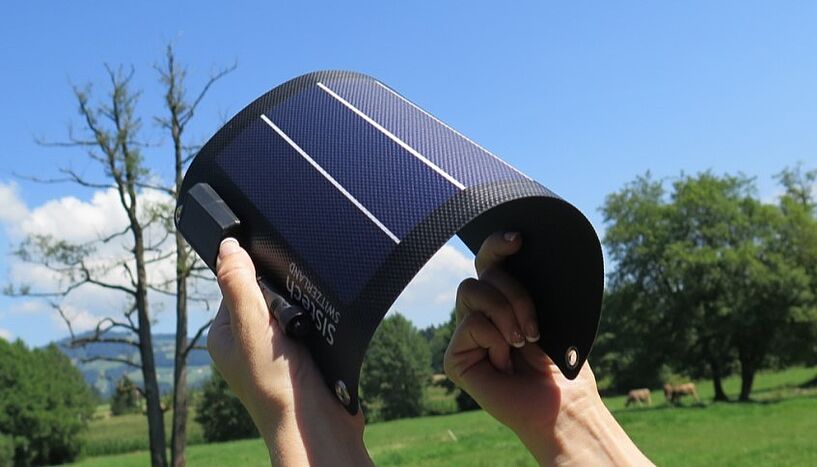 Picture of a flexible solar cell.