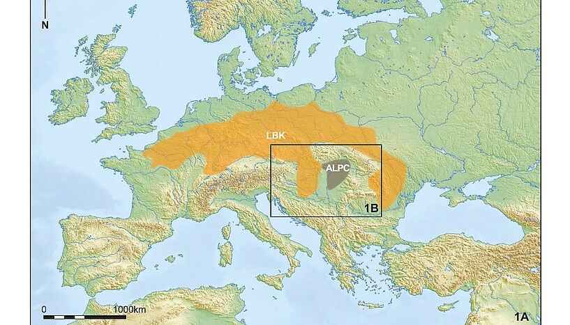 Fig. 1: Map of the LBK culture and the studied sites 
