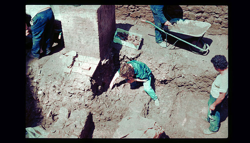 Researchers at an excavation in Rome.